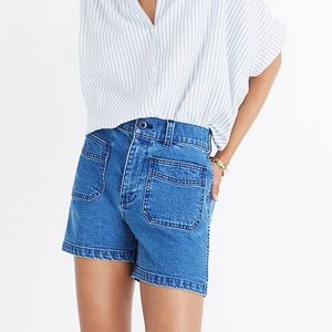 Madewell High Rise Denim Shorts Patch Pockets